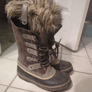 SOREL JOAN OF ARCTIC NL1540-256 WOMEN BROWN LEATHER WINTER BOOTS SIZE 6
